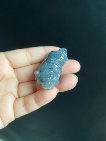 天然緬甸玉翡翠 烏雞 老虎 聚財招福 小擺件  招財守庫 可綁