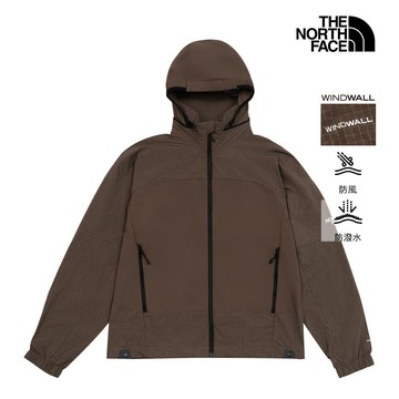 The North Face北面男款棕色WINDWALL防風防曬可收納連帽外套｜8ENF1OI