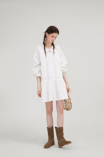 春風的詩意 復古水洗牛仔襯衫連身裙