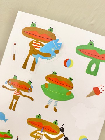 E*group  阿蛙 割型透明貼紙+明信片組合