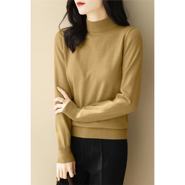 春季2025新款法式半高領內搭長袖針織打底衫女寬松超好看慵懶毛衣