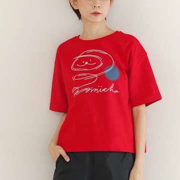 a la sha 線條抹茶落肩棉T