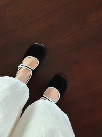 法式極簡 真絲絨面奶奶鞋 限量全手工