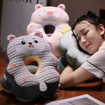 卡通A類嬰兒棉雙面冰絲午睡枕趴睡小學生辦公室枕頭午休夏季抱枕