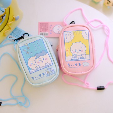 《吉伊卡哇》☆人氣小可愛☆｜皮質方形收納包 附掛繩 ちいかわ