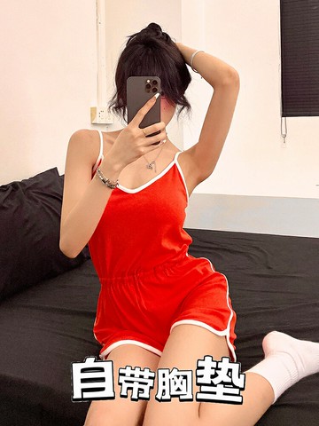 帶胸墊吊帶連體短褲睡衣女夏季性感歐美風可外穿薄款連身褲家居服【木屋雜貨】