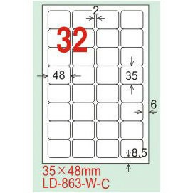 【龍德】LD-863(圓角-五色) 雷射、噴墨、影印三用電腦標籤 35x48mm 20大張/包【APP滿額下單4%點數(單一帳號最高1000點)】7/31止