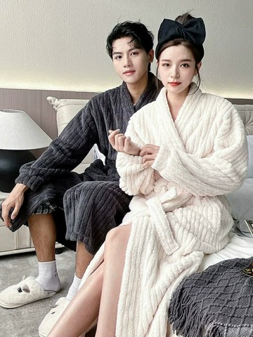 睡袍冬款女加長款情侶睡衣冬季法蘭絨浴衣浴袍居家服珊瑚絨睡袍男 雙11全館免運