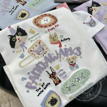 圓領短袖t卹女  純棉夏季新款重工刺繡圓領短袖t卹女2026減齡小眾休閒百搭寬鬆大碼 WH