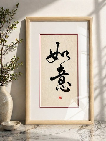 【書法掛畫】如意 - 兔年掛畫 (47cm X 28cm)