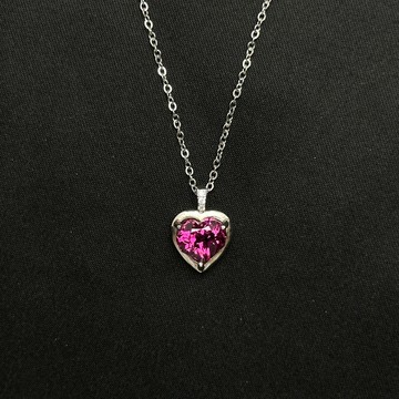 玫瑰石榴石項鍊 |玫瑰石榴石 紅石榴 玫瑰 愛心 寶石項鍊 925純銀 S24AL30-02