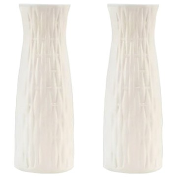 北歐簡約塑料藤編花瓶  白色  21公分 H x 8公分 W