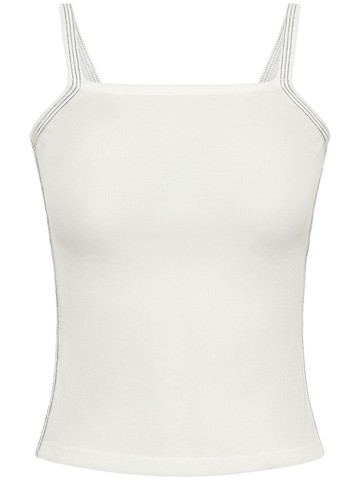 Dion Lee - contrast-stitching scoop-neck tank top - women - Cotton/Polyamide - XS - White