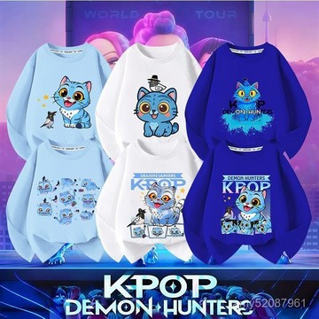 【臺灣-出貨】💥kpop demon hunters獵魔女團小老虎卡通長袖男女秋季可愛百搭T恤秋冬百搭長袖T恤純棉 IF