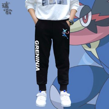 甲賀忍蛙精靈寶可夢六代神奇寶貝兒童小腳衛褲男女學生休閑長褲