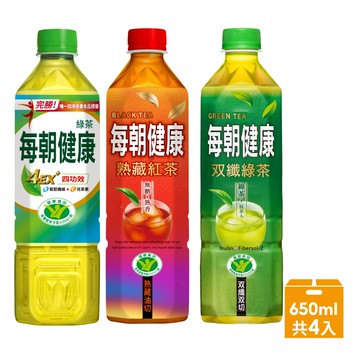 【蝦皮直營】御茶園 每朝健康綠茶-雙纖綠茶/每朝綠茶/無糖紅茶 650ml 4入 分解茶 綠茶 解油膩 無糖飲料