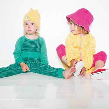 北歐童裝瑞典有機棉兒童帽子2歲至6歲黃/白條紋