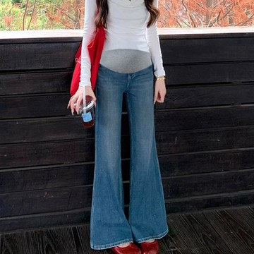 台灣出貨 孕婦褲 孕婦牛仔褲 春夏季孕婦高腰長褲 新款喇叭褲 不勒肚 外穿長褲 春裝打底牛仔褲 孕婦裝牛仔喇叭褲