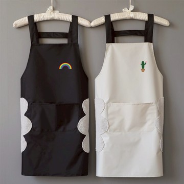 家用圍裙女時尚廚房防水防油工作服新款圍腰可擦手罩衣大人男