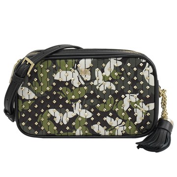 MICHAEL KORS CROSSBODIES 蝴蝶鉚釘雙層相機包.黑
