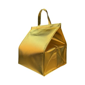 荷生活 金色手提設計隔水鎖鮮保溫袋 內層鋁箔魔術貼開合蛋糕保鮮袋-8吋2入