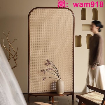 【店長推薦】宋代美學客廳玄關入戶屏風隔斷中古風實木藤編正對門