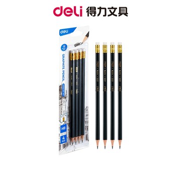 【Deli得力】六角皮頭鉛筆/HB/4支卡裝/EU20000-MT｜考試書寫 課堂作業 素描打稿 學生文具 練字用 日常