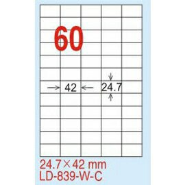 【龍德】LD-839(直角) 雷射、影印專用標籤-螢光五色 24.7x42mm 20大張/包【APP滿額下單4%點數(單一帳號最高1000點)】7/31止