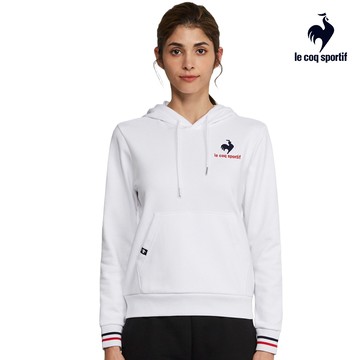 【LE COQ SPORTIF 法國公雞】男女款白色基礎百搭連帽T恤LOS23834