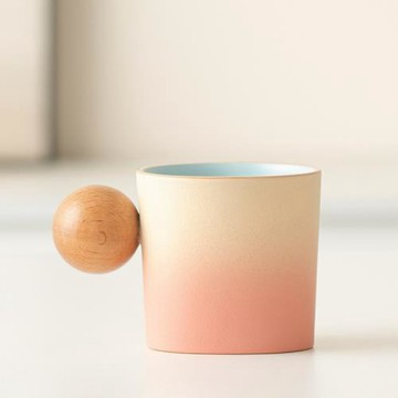日式陶瓷咖啡杯子復古輕奢高級感木球把茶杯下午茶杯個人單杯