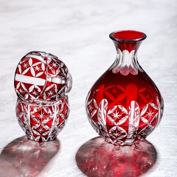 日式江戶切子刻花清酒杯清酒壺套裝輕奢大肚雕刻白酒杯東洋佐E18