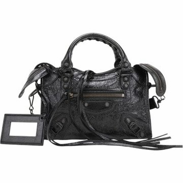 BALENCIAGA 巴黎世家 Le City 迷你型 Arena揉製羊皮手提/斜背機車包(黑色)