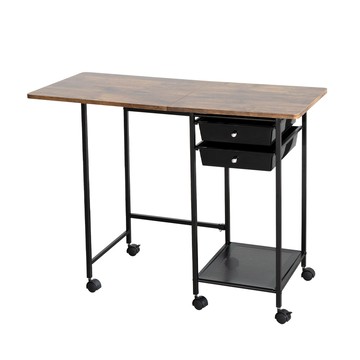 【Amos】輕工業復古風摺疊收納桌復古木紋