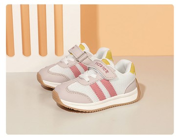 【NikoKids】軟底小童鞋/小童運動鞋/包鞋/灰粉條(NK699)