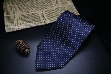 蓝色小波点真丝领带/雅痞百搭神器/独一无二