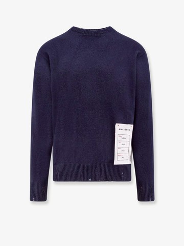 Wool and cashmere sweater with logoed label - AMARANTO - gender_Man