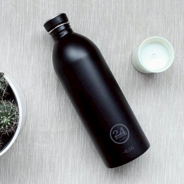 義大利 24Bottles 高耐磨輕量冷水瓶 1000ml (紳士黑) 不鏽鋼水瓶 運動水瓶 水壺