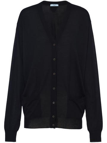 Prada - V-neck cashmere cardigan - women - Cashmere - 36 - Black