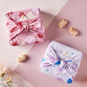 【七見櫻堂】薄紅京色/半紫京色 - 風呂敷餅乾鐵盒