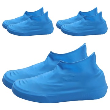 乳膠雨鞋套 Set 3雙  防水防滑防風防雪  輕巧可折疊  四色可選  藍色  1組