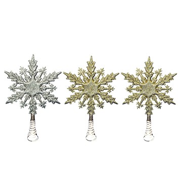 煥佑 亮蔥雪花樹頂星 聖誕樹裝飾 10吋 3入  亮蔥雪花