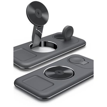三合一磁吸無線充電器折疊設計適用蘋果手機手表耳機立式充電支架15W快充