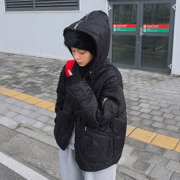 MANIFEST 正韓衍線縫鋪棉外套 大帽子外套 防風夾克 韓國女裝 保暖衣物 騎車 機車族 出國 現貨商品