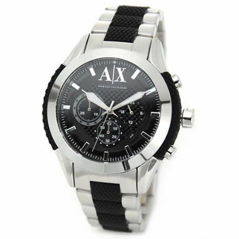 AX ブラック ラバーベルト クロノグラフ 時計（Armani Exchange