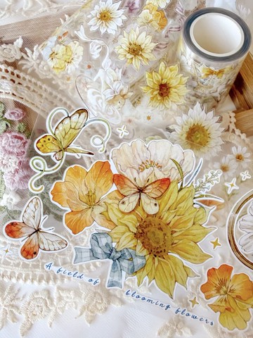 安睡花園 ひまわり咲く、夢の庭 PET 和紙膠帶 (kiss-cut)