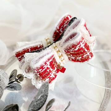 雙層蝴蝶結/ 小香紅色香蕉夾 馬尾夾 鯊魚夾 髮圈 髮夾 抓夾 彈夾