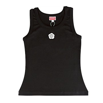 KENZO Boke Flower 2.0海棠花標誌刺繡布章棉質無袖上衣背心(女款/黑x白)