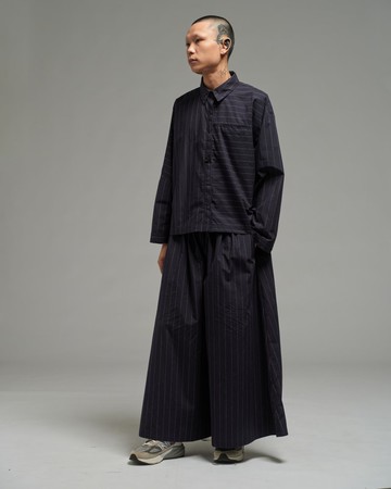 Unisex：Multi Hakama Pants (細條紋深藍)