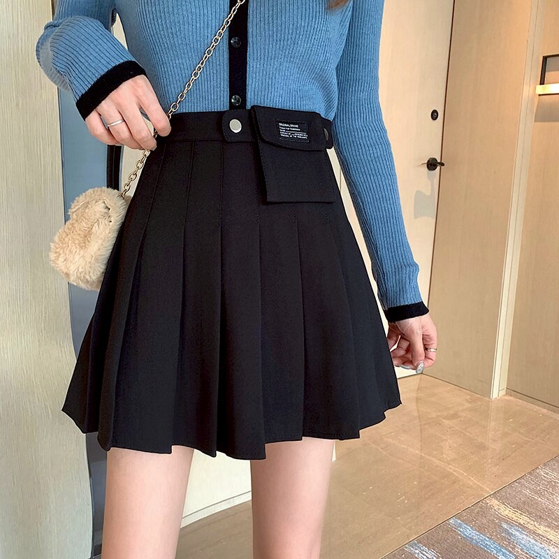 黒プレッピースタイルのプリーツスカートの女性のハイウエストaライン韓国ミニスカートショートパンツとセ 通販 Lineポイント最大5 0 Get Lineショッピング