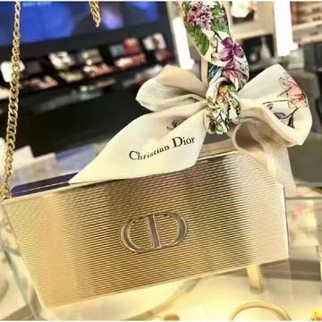 Dior 現貨開發票 迪奧藍星唇膏金燦手拿包–杜樂麗花園限量版 聖誕限量 耶誕 金色側背包